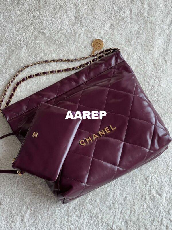 Replica Chanel 22 Handbag Shiny Calfskin & Gold Metal AS3260 AS3261 Dark Burgundy 3