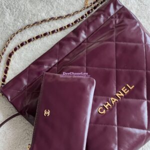 Replica Chanel 22 Handbag Shiny Calfskin & Gold Metal AS3260 AS3261 Dark Burgundy 2