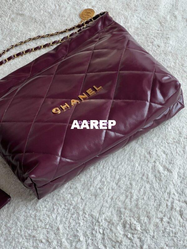 Replica Chanel 22 Handbag Shiny Calfskin & Gold Metal AS3260 AS3261 Dark Burgundy 6