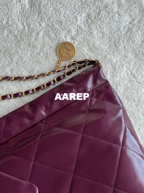 Replica Chanel 22 Handbag Shiny Calfskin & Gold Metal AS3260 AS3261 Dark Burgundy 7