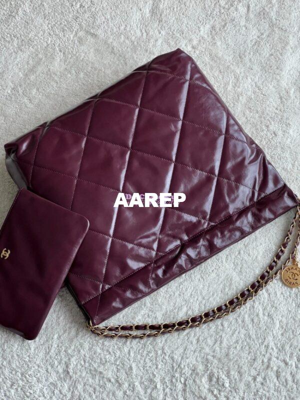 Replica Chanel 22 Handbag Shiny Calfskin & Gold Metal AS3260 AS3261 Dark Burgundy 11