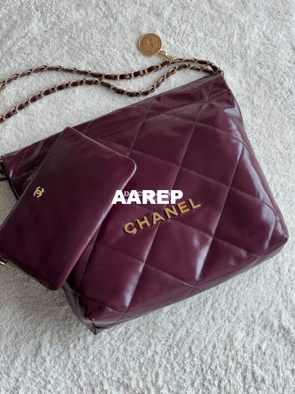 Replica Chanel 22 Handbag Shiny Calfskin & Gold Metal AS3260 AS3261 Dark Burgundy 12
