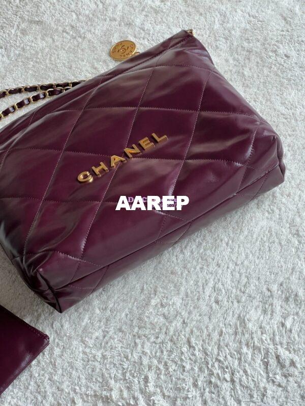 Replica Chanel 22 Handbag Shiny Calfskin & Gold Metal AS3260 AS3261 Dark Burgundy 13