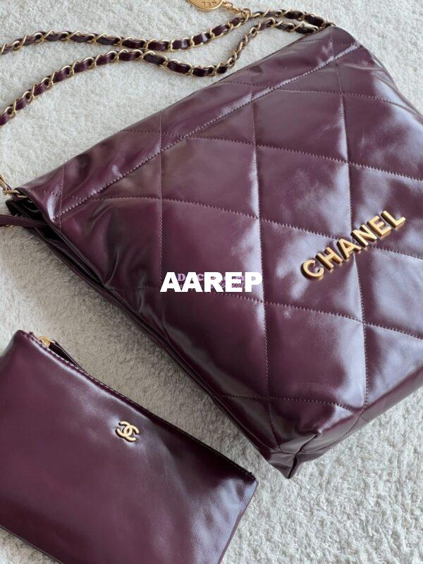 Replica Chanel 22 Handbag Shiny Calfskin & Gold Metal AS3260 AS3261 Dark Burgundy 14