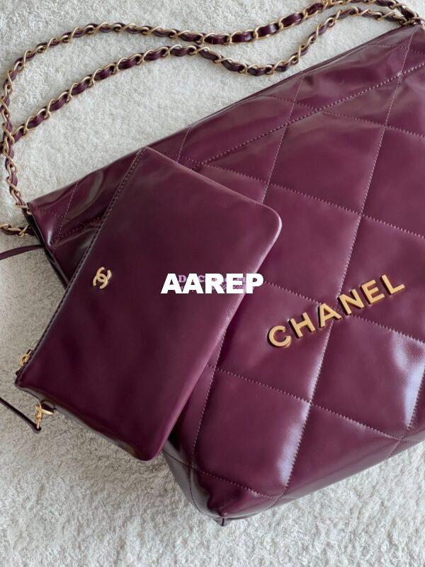 Replica Chanel 22 Handbag Shiny Calfskin & Gold Metal AS3260 AS3261 Dark Burgundy 15