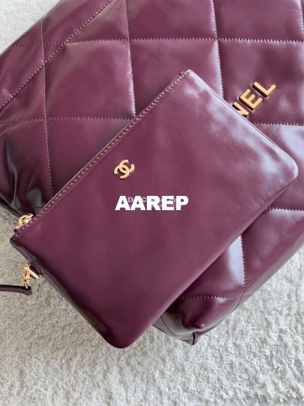 Replica Chanel 22 Handbag Shiny Calfskin & Gold Metal AS3260 AS3261 Dark Burgundy 16