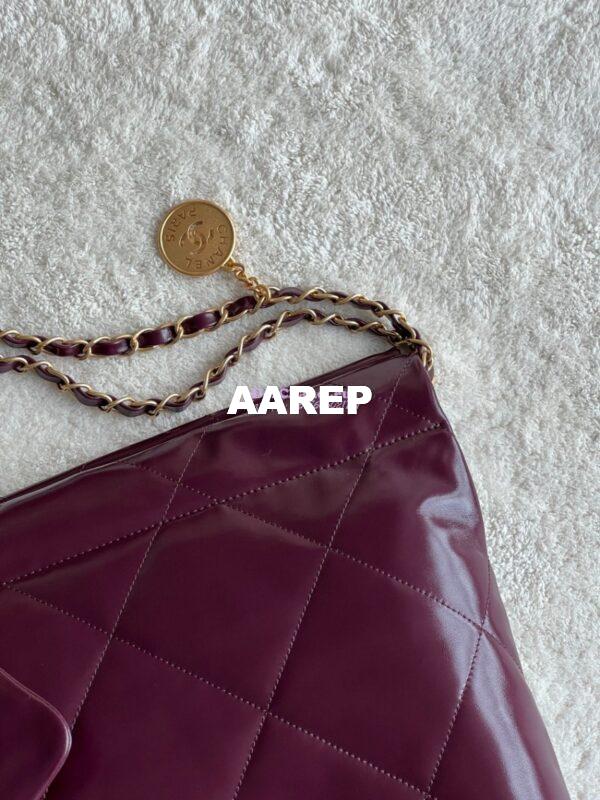 Replica Chanel 22 Handbag Shiny Calfskin & Gold Metal AS3260 AS3261 Dark Burgundy 17
