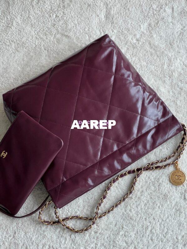 Replica Chanel 22 Handbag Shiny Calfskin & Gold Metal AS3260 AS3261 Dark Burgundy 20