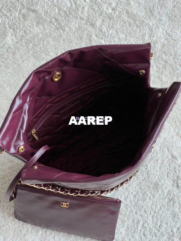 Replica Chanel 22 Handbag Shiny Calfskin & Gold Metal AS3260 AS3261 Dark Burgundy 21
