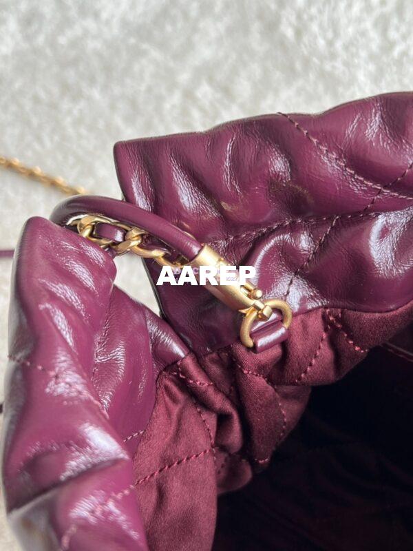Replica Chanel Mini 22 Handbag Shiny Calfskin & Gold Metal AS3980 Dark Burgundy 9