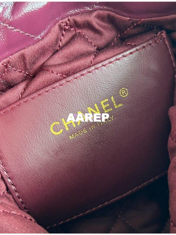 Replica Chanel Mini 22 Handbag Shiny Calfskin & Gold Metal AS3980 Dark Burgundy 11