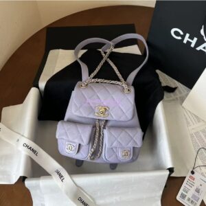 Replica Chanel Grained Shiny Calfskin Small Backpack AS3787 Light Purple