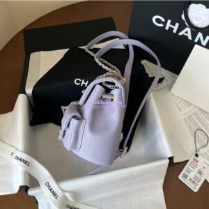 Replica Chanel Grained Shiny Calfskin Small Backpack AS3787 Light Purple 2