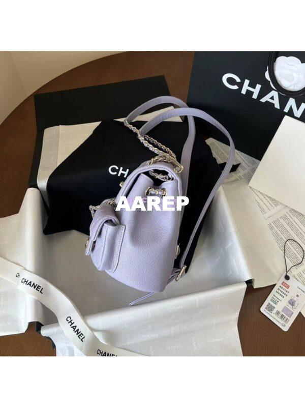 Replica Chanel Grained Shiny Calfskin Small Backpack AS3787 Light Purple 2