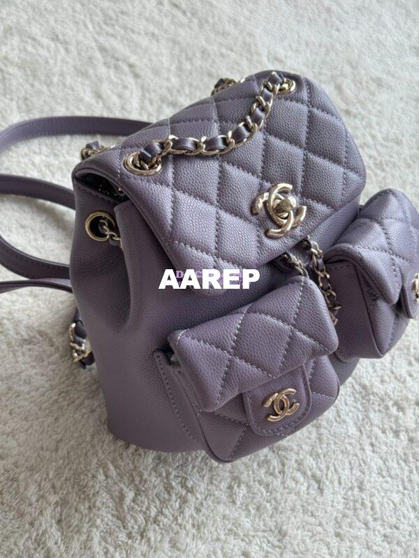 Replica Chanel Grained Shiny Calfskin Small Backpack AS3787 Light Purple 3