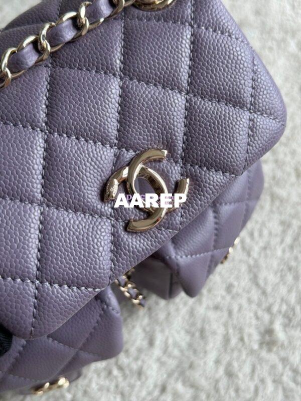 Replica Chanel Grained Shiny Calfskin Small Backpack AS3787 Light Purple 4