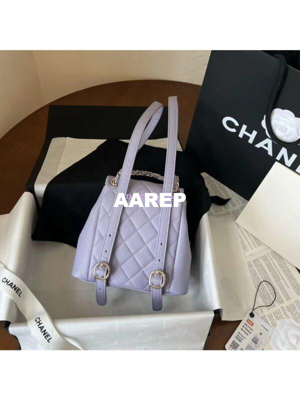 Replica Chanel Grained Shiny Calfskin Small Backpack AS3787 Light Purple 5