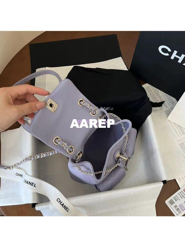 Replica Chanel Grained Shiny Calfskin Small Backpack AS3787 Light Purple 11