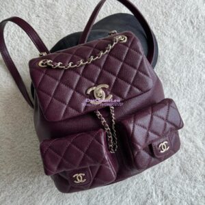 Replica Chanel Grained Shiny Calfskin Backpack AS3860 Dark Burgundy