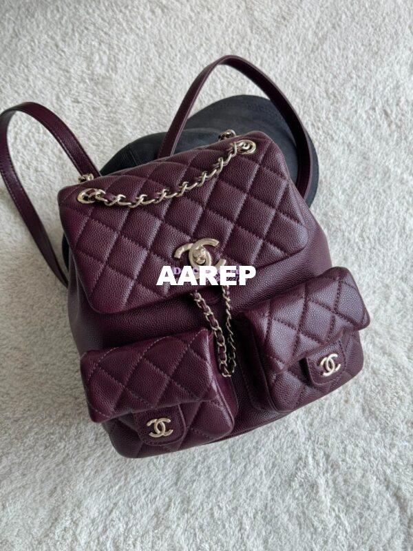 Replica Chanel Grained Shiny Calfskin Backpack AS3860 Dark Burgundy