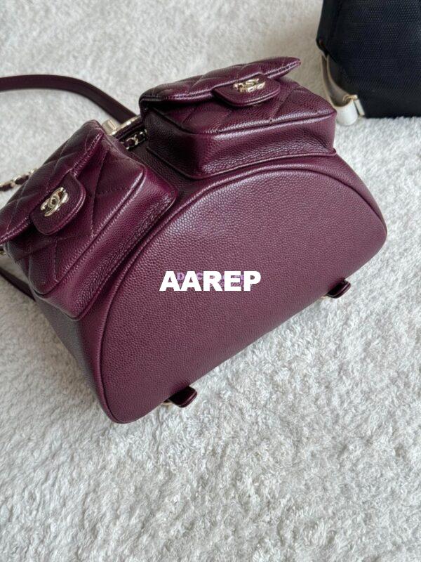 Replica Chanel Grained Shiny Calfskin Backpack AS3860 Dark Burgundy 9