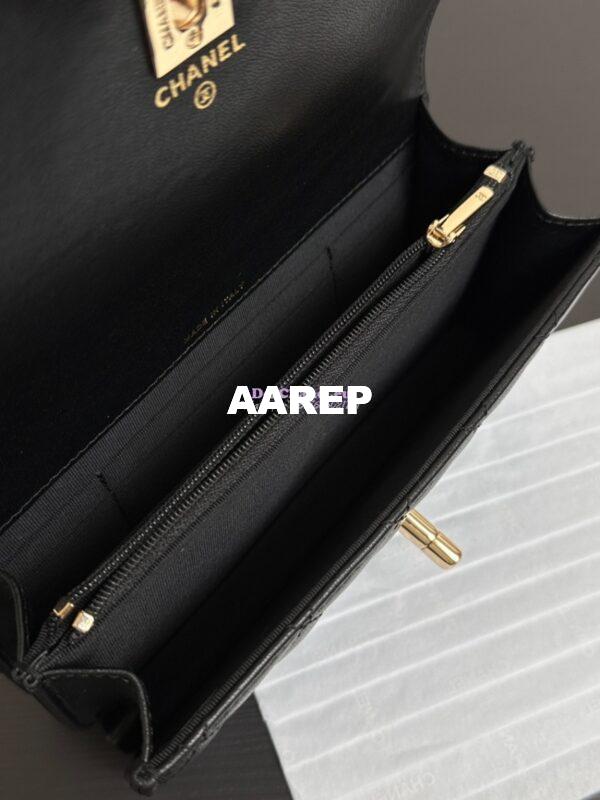 Replica Chanel Lambskin Clutch With Chain with Diamanté Handle AP4044 Black 9