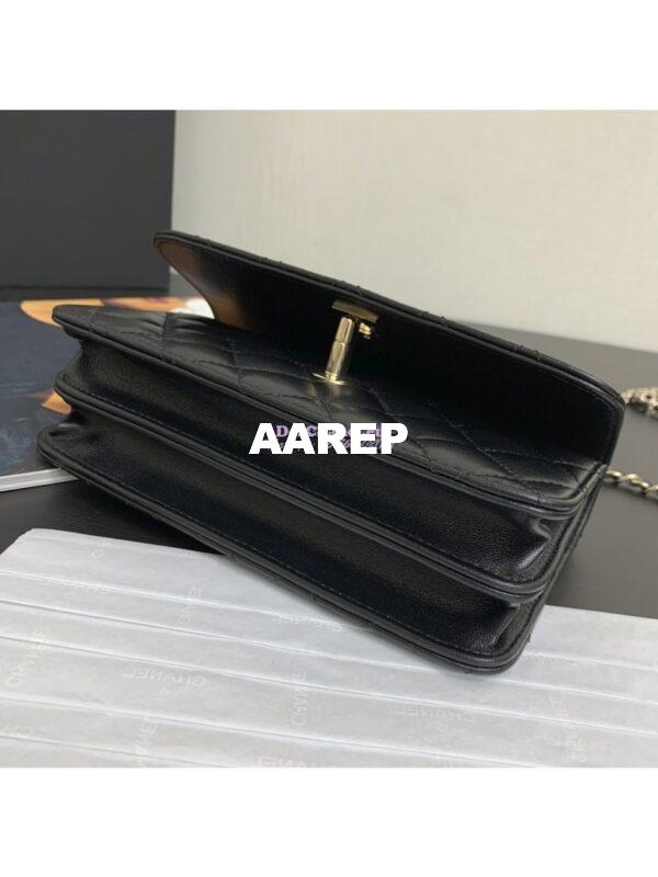 Replica Chanel Lambskin Clutch With Chain with Diamanté Handle AP4044 Black 11