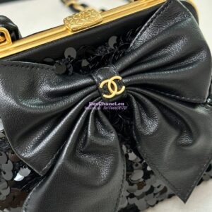 Replica Chanel Clutch With Chain Tweed, Sequins AP4028 Black 2