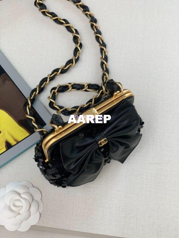 Replica Chanel Clutch With Chain Tweed, Sequins AP4028 Black 5