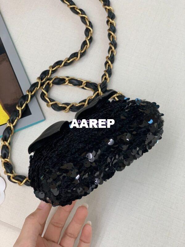 Replica Chanel Clutch With Chain Tweed, Sequins AP4028 Black 8