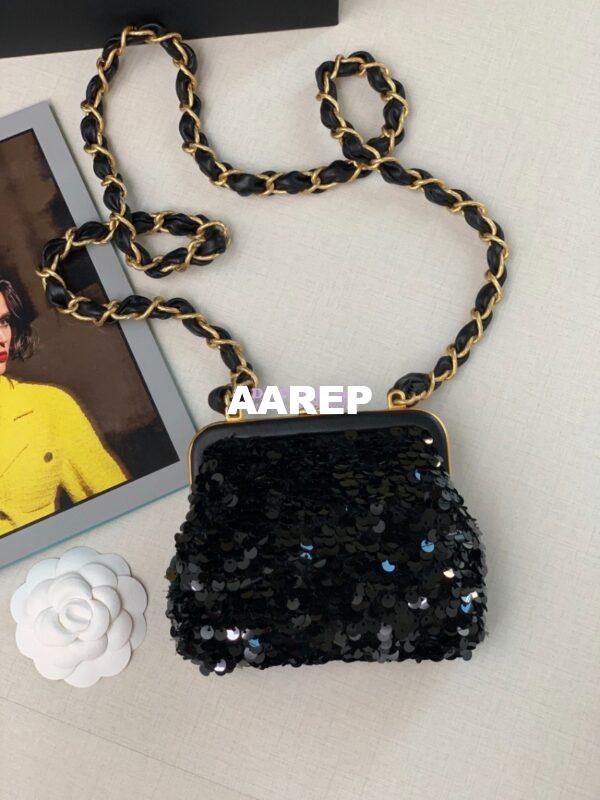 Replica Chanel Clutch With Chain Tweed, Sequins AP4028 Black 9