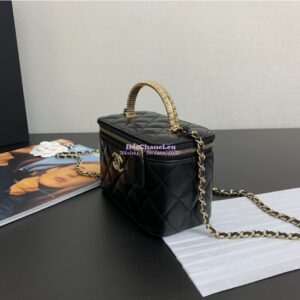 Replica Chanel Lambskin Clutch With Chain with Diamanté Handle AP4046 Black 2