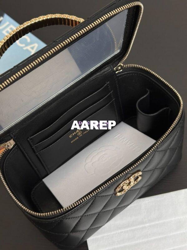 Replica Chanel Lambskin Clutch With Chain with Diamanté Handle AP4046 Black 10