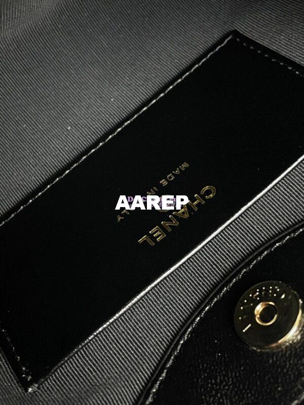 Replica Chanel 24C 31 Mini Shopping Bag Chain Clutch Shiny Lambskin & Gold-Tone Metal AS3656 White & Black 9