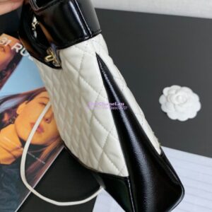 Replica Chanel Medium 31 Shopping Bag in Shiny Lambskin AS4853 White & Black 2