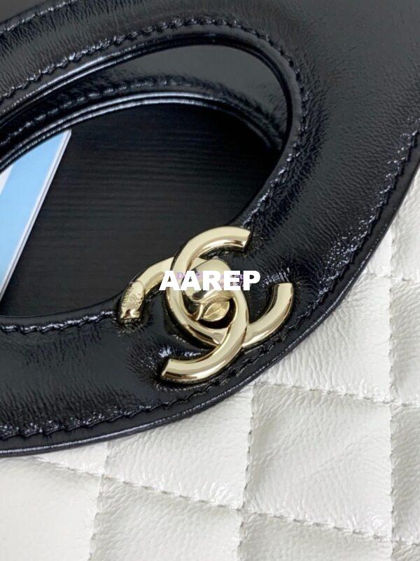Replica Chanel Medium 31 Shopping Bag in Shiny Lambskin AS4853 White & Black 6