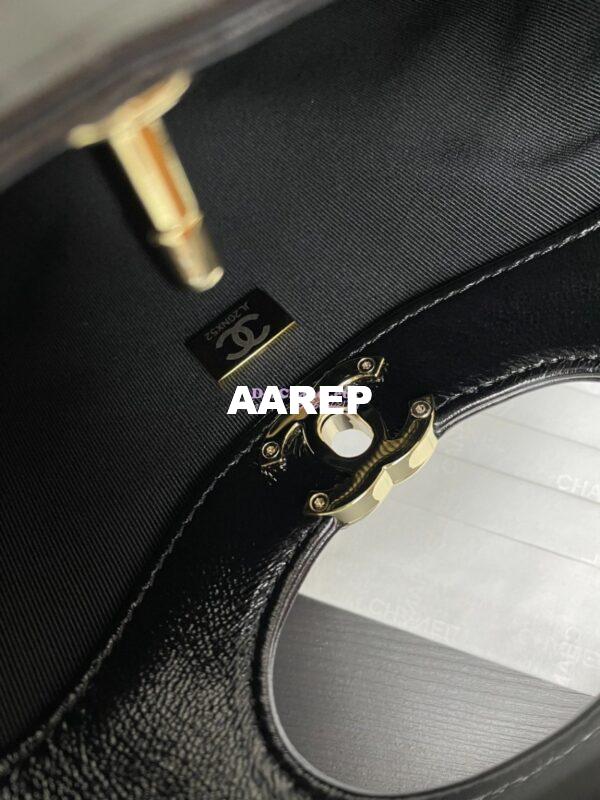 Replica Chanel Medium 31 Shopping Bag in Shiny Lambskin AS4853 White & Black 10