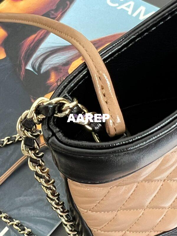 Replica Chanel Medium 31 Shopping Bag in Shiny Lambskin AS4853 Dark Beige & Black 7