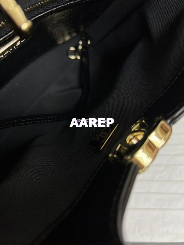 Replica Chanel Medium 31 Shopping Bag in Shiny Lambskin AS4853 Dark Beige & Black 9