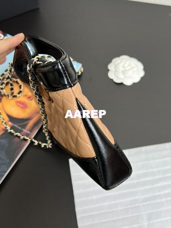 Replica Chanel 24C 31 Mini Shopping Bag Chain Clutch Shiny Lambskin & Gold-Tone Metal AS3656 Dark Beige & Black 5
