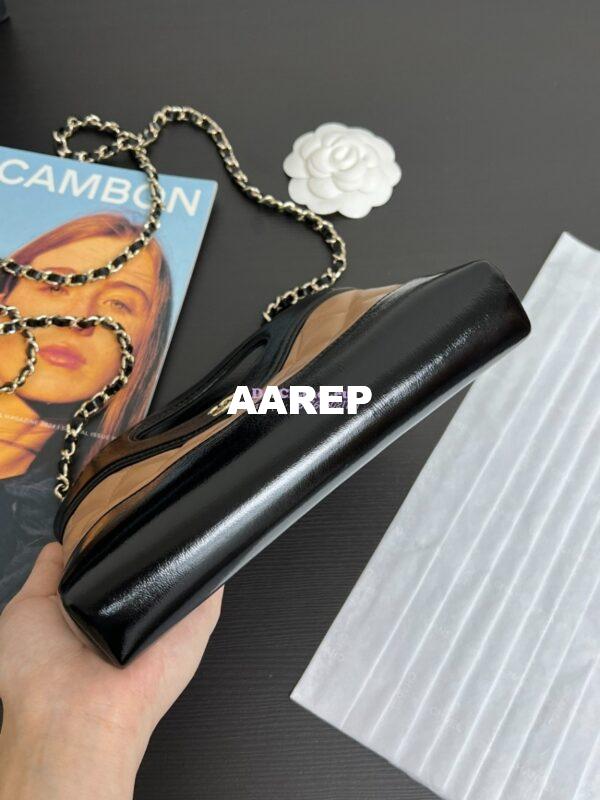 Replica Chanel 24C 31 Mini Shopping Bag Chain Clutch Shiny Lambskin & Gold-Tone Metal AS3656 Dark Beige & Black 7