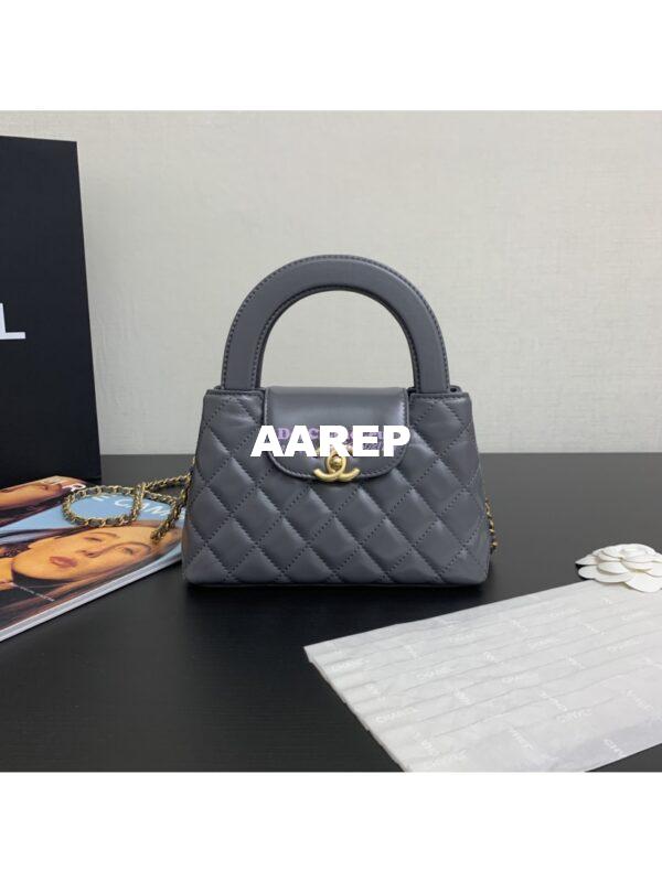 Replica Chanel Mini Shopping Bag Shiny Agen Calfskin AS4416 Grey