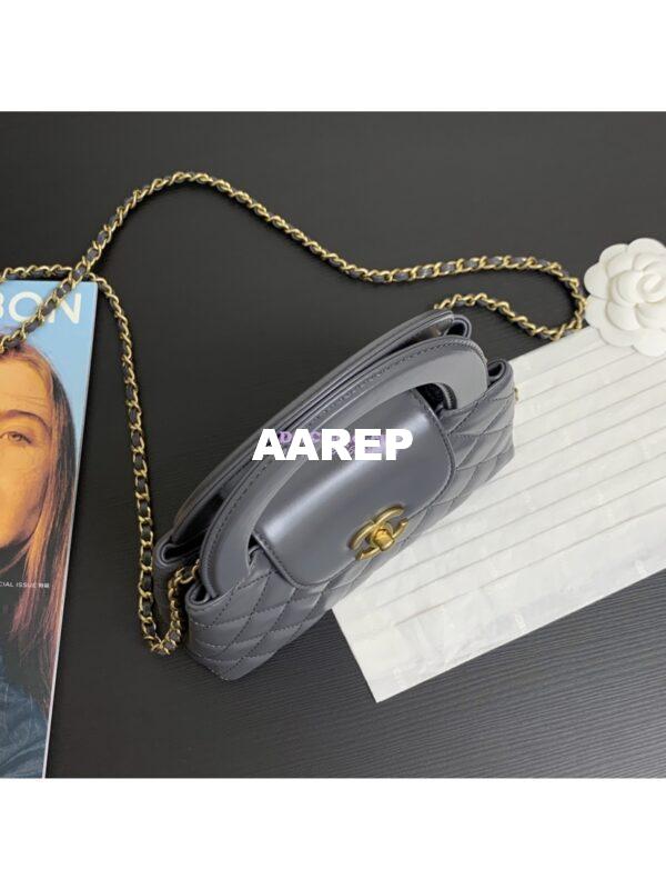 Replica Chanel Mini Shopping Bag Shiny Agen Calfskin AS4416 Grey 3