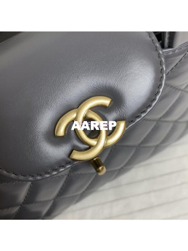 Replica Chanel Mini Shopping Bag Shiny Agen Calfskin AS4416 Grey 4