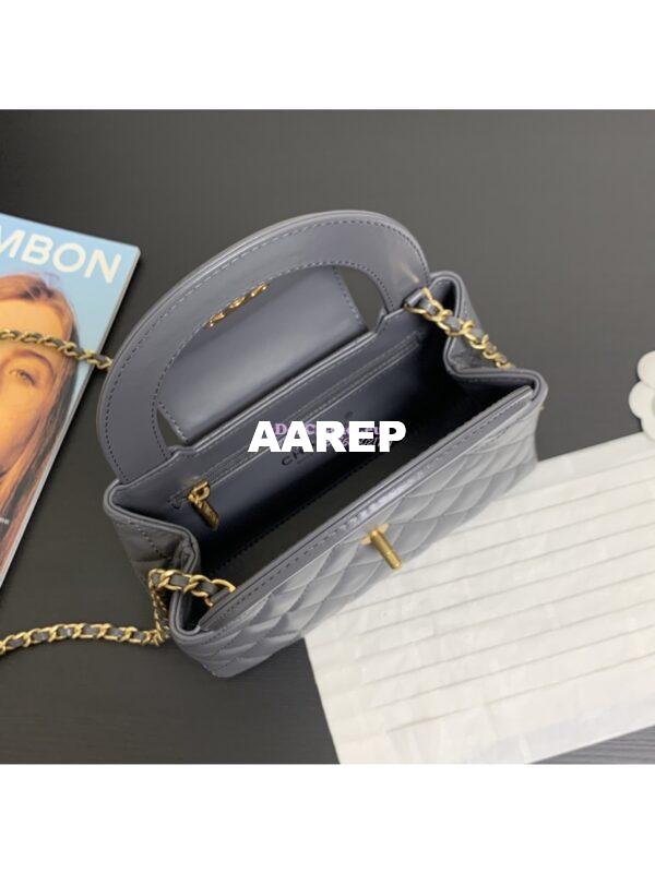 Replica Chanel Mini Shopping Bag Shiny Agen Calfskin AS4416 Grey 6