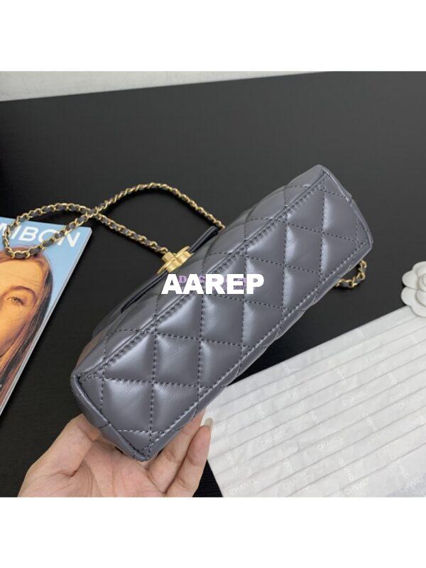 Replica Chanel Mini Shopping Bag Shiny Agen Calfskin AS4416 Grey 9