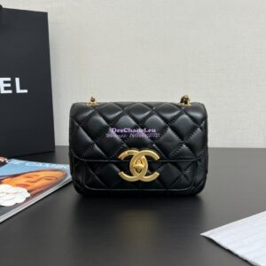 Replica Chanel 24P Mini Flap Bag Shiny Lambskin AS5026 Black