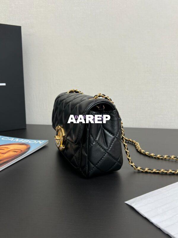Replica Chanel 24P Mini Flap Bag Shiny Lambskin AS5026 Black 5