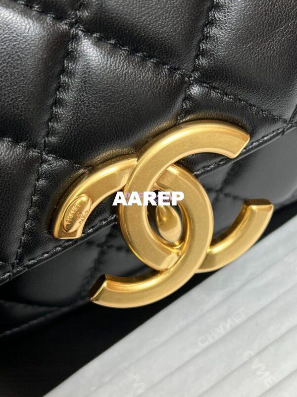 Replica Chanel 24P Mini Flap Bag Shiny Lambskin AS5026 Black 6