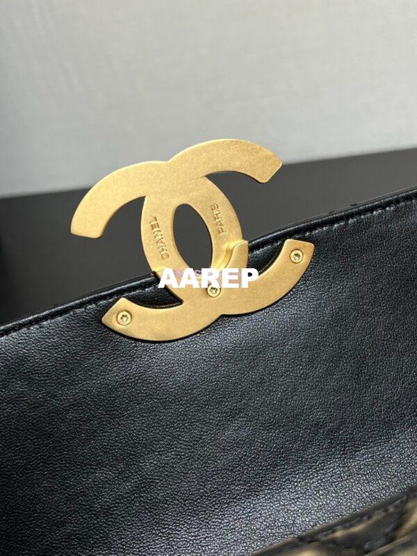 Replica Chanel 24P Mini Flap Bag Shiny Lambskin AS5026 Black 8